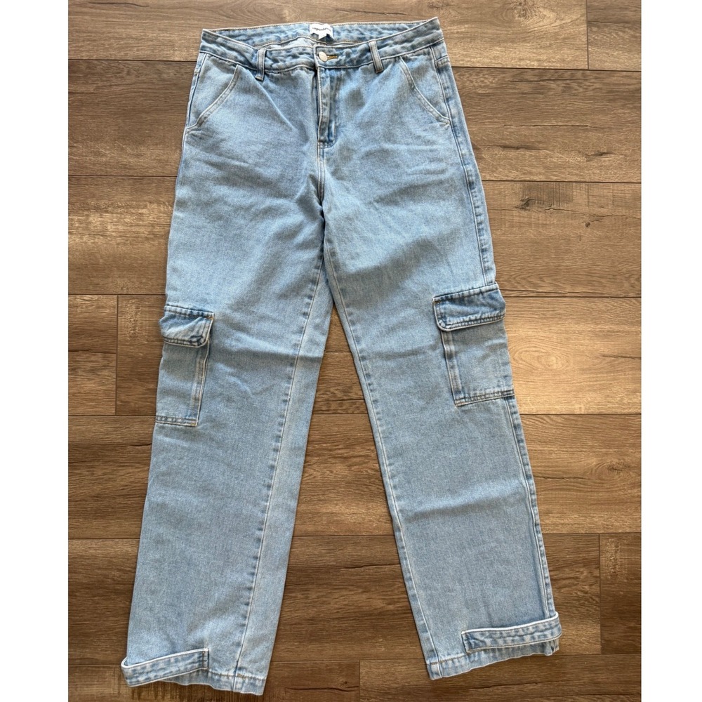 Superdown Revolve Light Wash Cargo Carpenter Jeans Women Size 27